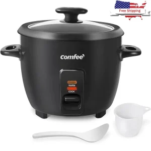 6-Cup Rice Cooker One Touch Non-Stick Bowl Automatic Keep Warm Glass Lid Easy Clean Ideal Soups Stews Grains Oatmeal
