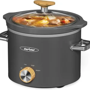 2 Quart Slow Cooker, Small Slow Cooker with Removable Ceramic Pot, Slow Cooker Food Warmer with 3 Heating Settings & Dishwasher